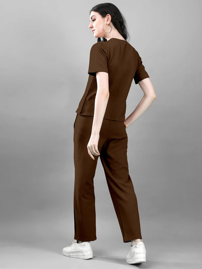 Selvia Co-Ords Set For Women|Lycra Top & Trouser Set|Casual Co-Ords Set For Women|Solid Two Piece Co-Ord Set|Sports Wear Co-Ords