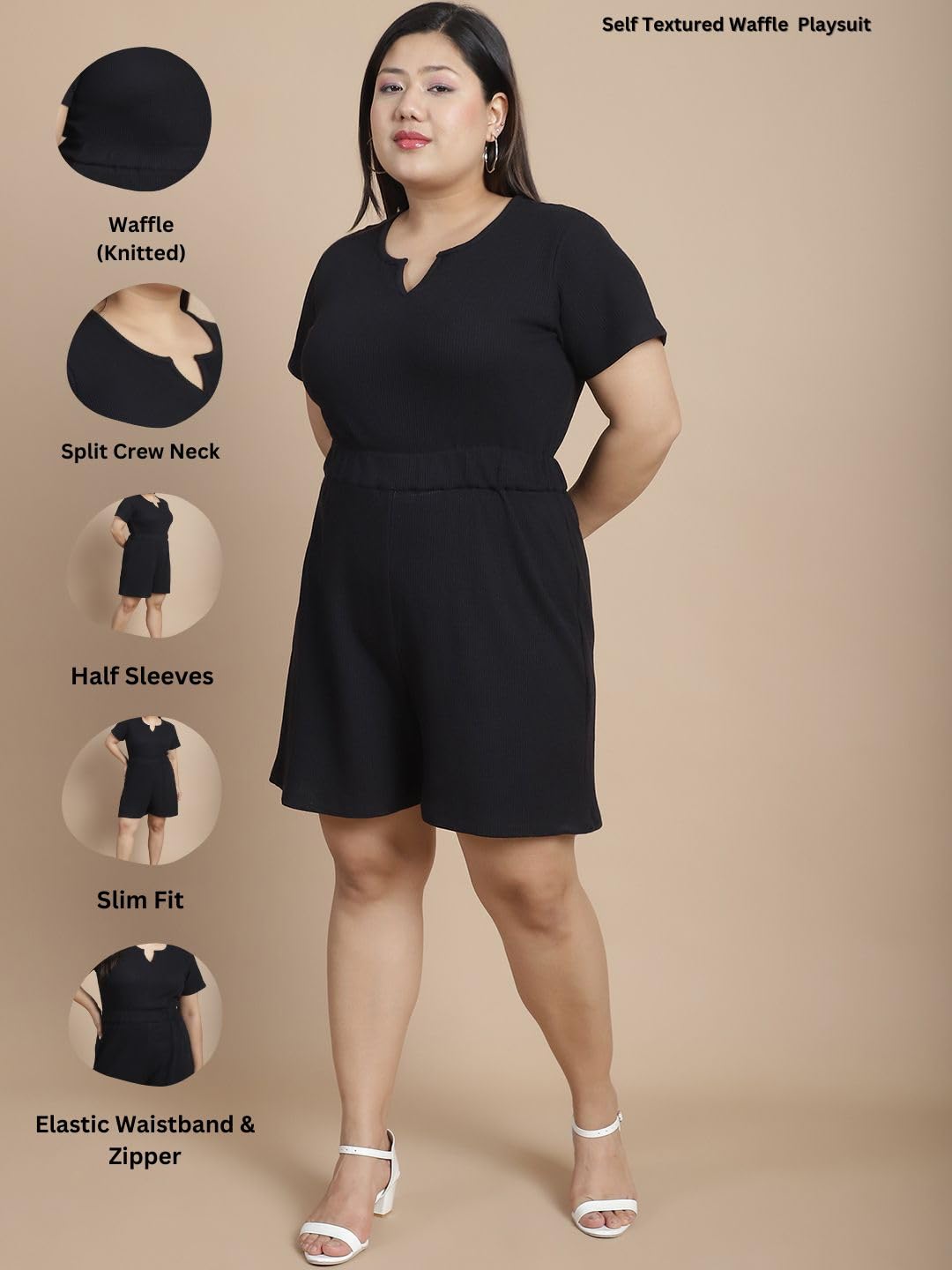 Rigo Cotton Plus Size Midi Jumpsuit | Slim Fit Stylish Western Playsuit | One Piece Dress for Women