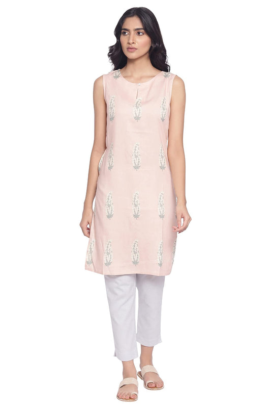 W for Woman Women's Viscose Printed Straight Kurta