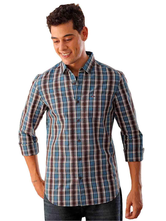 The Indian Garage Co Mens Slim Fit Shirt (1223-SHCHYD-12-01_Navy