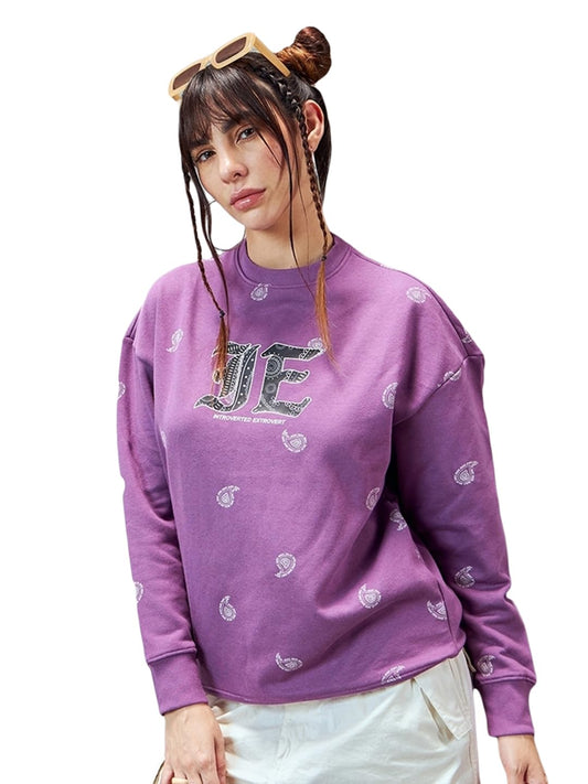 Bewakoof Heavy Duty 1.0 WomenS Printed Oversized Sweatshirt_601613_Purple_M