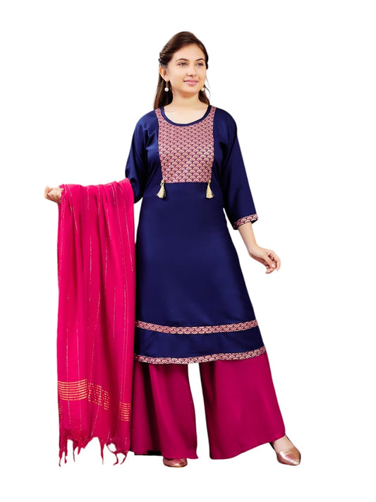 Aarika Girls Navy Blue Colour Printed Cotton Kurti (10-15 Years)