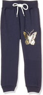 T2F Girls Regular Fit Printed Cotton Joggers Track Pants Navy