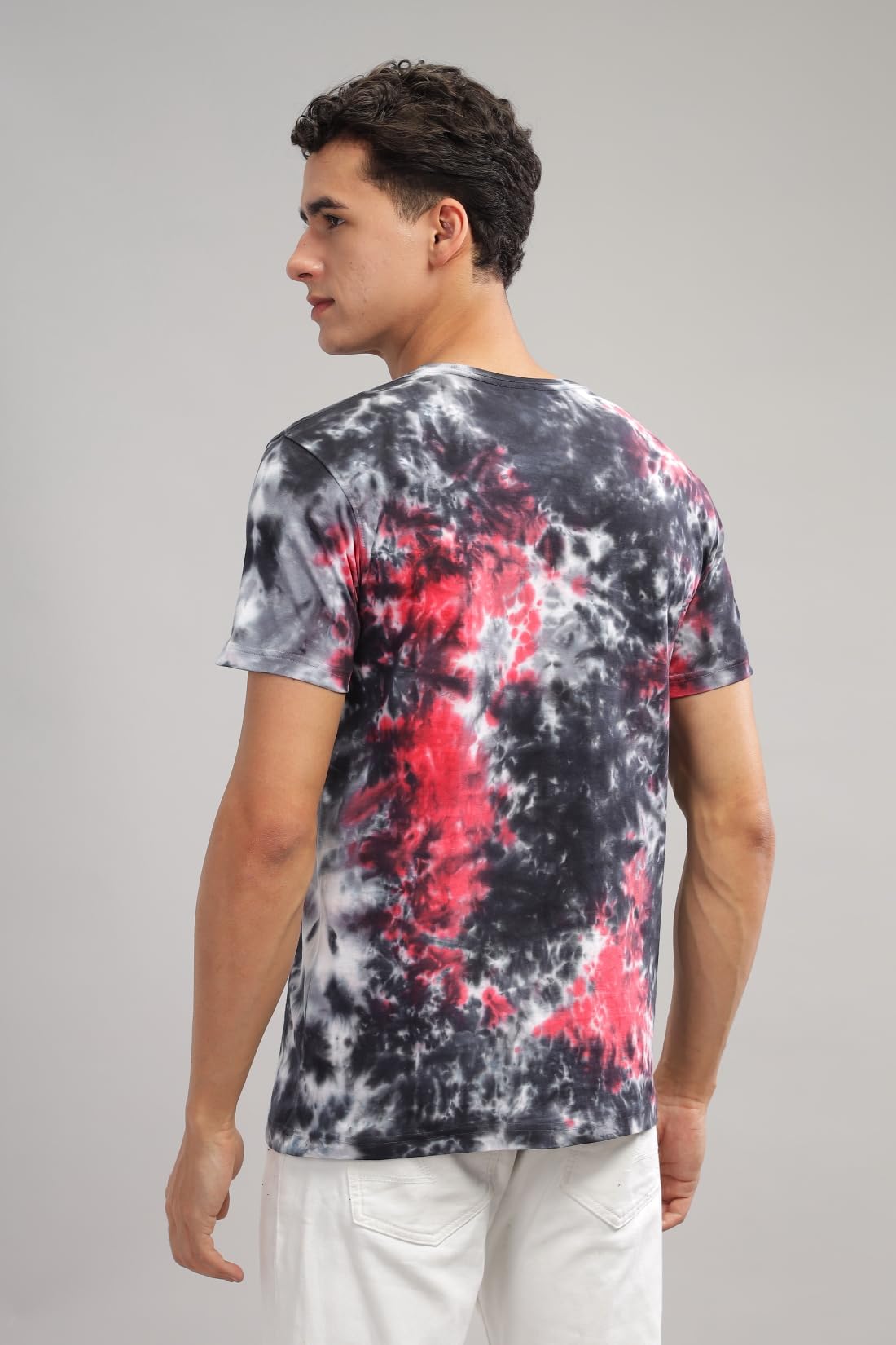 ADRO Mens Tie & Dye Regular Fit Cotton T-Shirt (TYE-01-BLK) Black