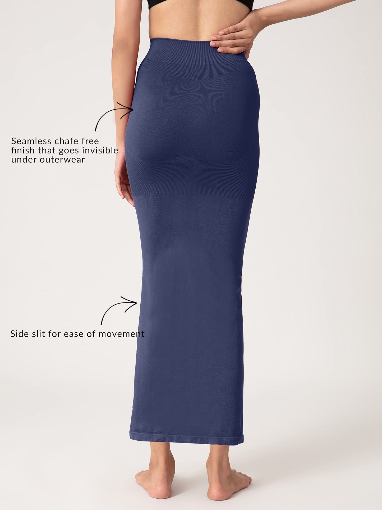 NYKD Seamless Spandex Saree Shapewear for Women Petticoat/Peticote Saree Shapewear, NYSH01, Blue(Peacoat Navy)