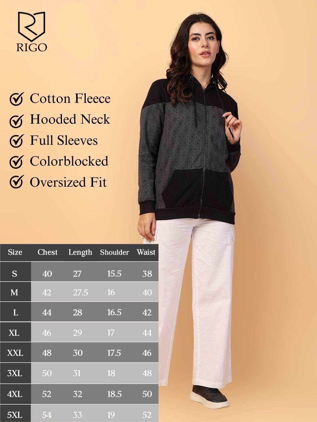 Rigo Fleece Oversized Jackets for Women | Hooded & High Neck Jackets for Women | Full Sleeves Winter Wear Jacket for Women Dark