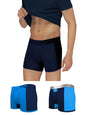 XYXX Mens Underwear Dualist IntelliSoft Antimicrobial Micro Modal Trunk Pack of 3 (Black Iris & Black ; Brilliant Blue & Black