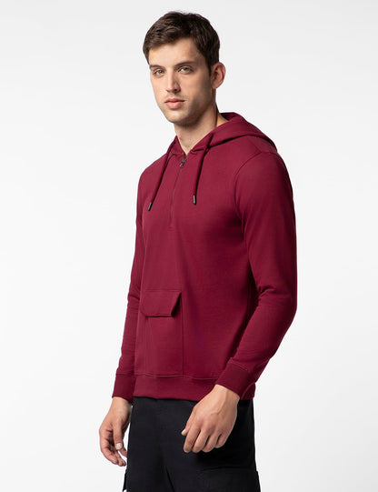 FYLTR Mens Casual Full Sleeve Hoodie with Drawstring - Half Zip Closure | Utility Pocket with Flap | Casual Winterwear for Men