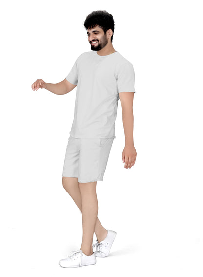 ELLITI Cotton Blend Casual Round Neck Half Sleeve Oversized Co-ord Set Mens, Pyjama Set, Sleepwear Loungewear T-Shirt and Short