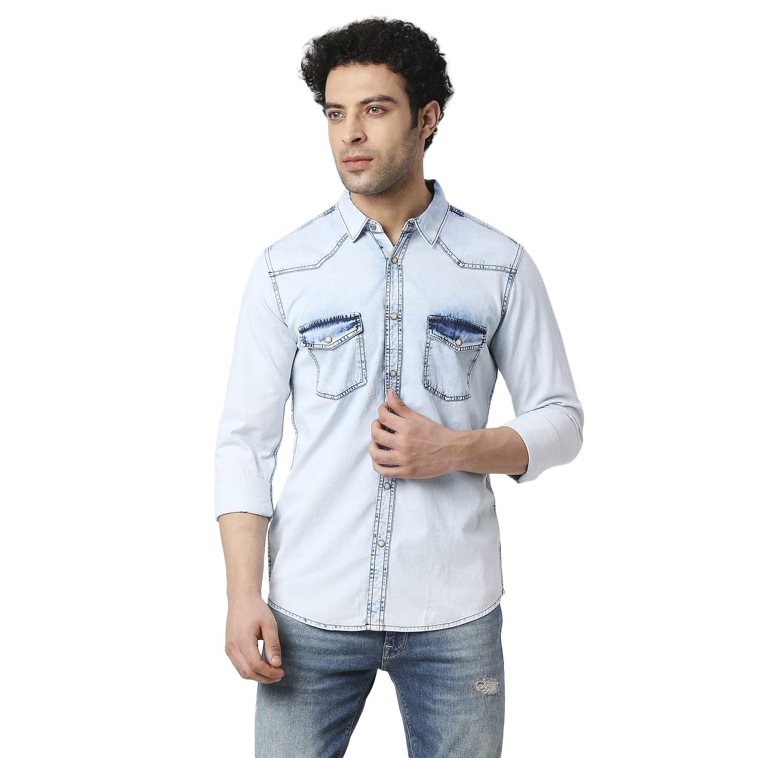 Pepe Jeans MenS Regular Fit Shirt (Pm308106F49000Xxl_Ice Wash