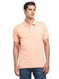 Turtle Men Knitted Slim Fit Peach Polo T-Shirt