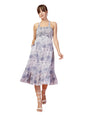 Oomph! WomenS Western & Fusion Wear Printed Crepe Dress For Women, Smocked Bodice, Blue - Md1059