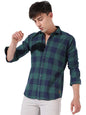 Campus Sutra Mens Green Checkered Button Up Collared Shirt for Casual Wear | Shirt Crafted with Regular Sleeve, Comfort Fit & H
