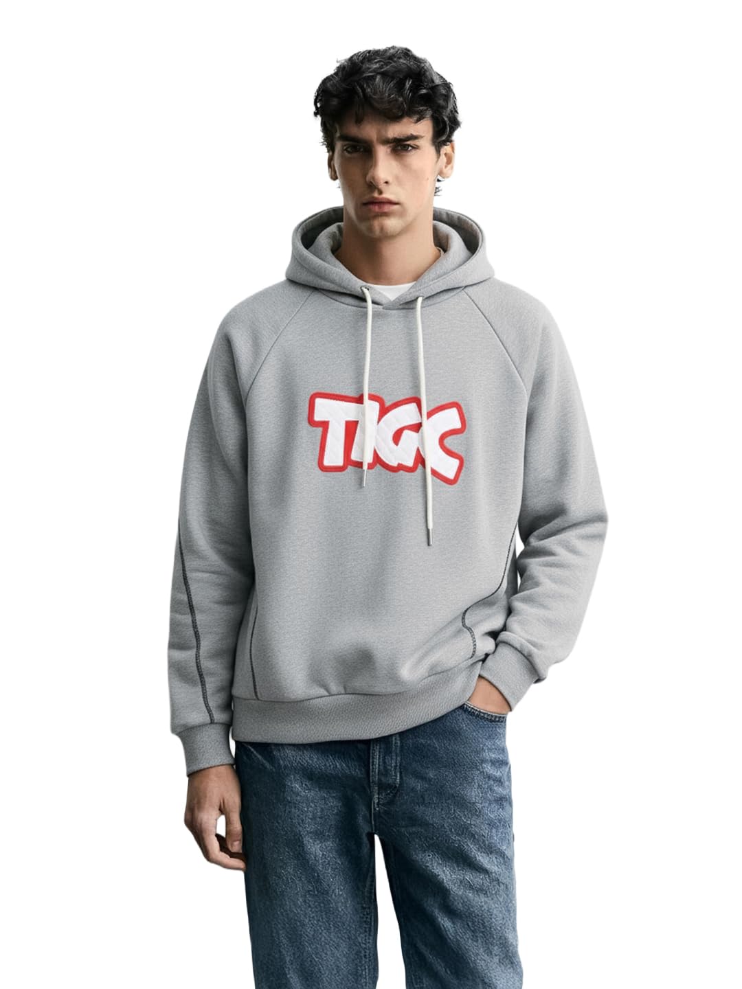 The Indian Garage Co Mens Relaxed Fit Long Sleeves Hooded Embroidered Hoodie