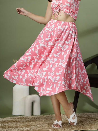 OOMPH! Long Skirts for Women Pink - msk174