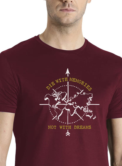 Adro Die With Memories Not With Dreams Mens Printed T-Shirt (L)