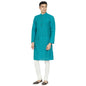 Fabindia MenS Cotton Printed Slim Kurta_Teal_Xs