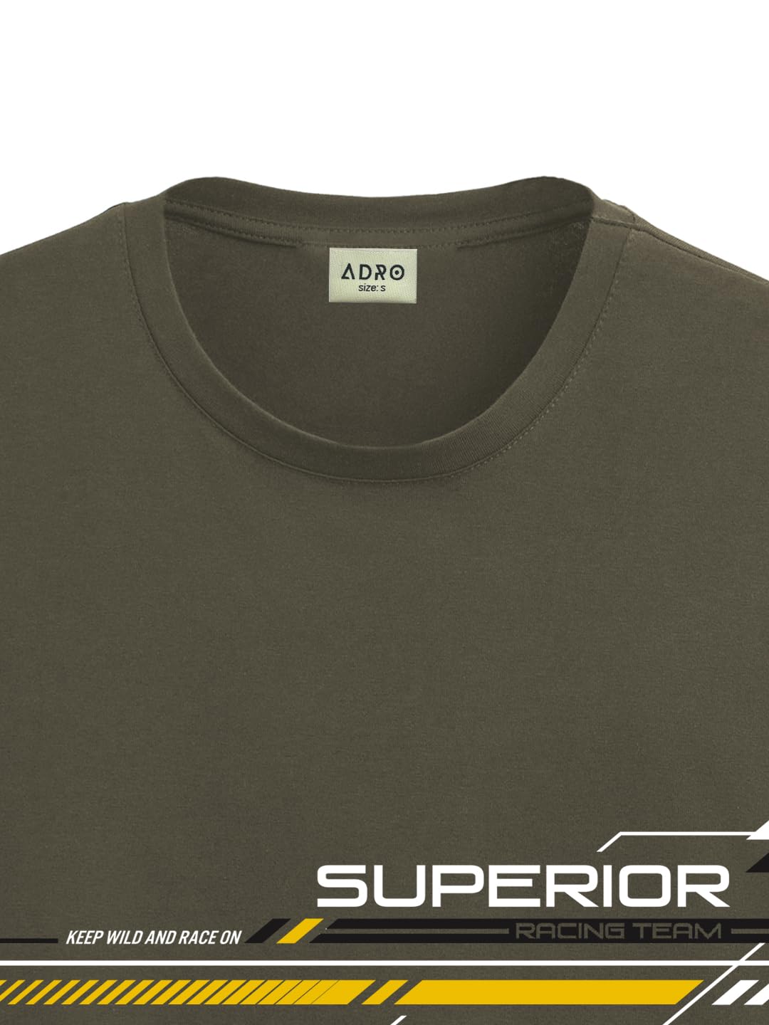 ADRO Men's Graphic Printed 100% Cotton T-Shirt - Regular Fit, Printed T-Shirts for Men (RN24-RAC-OL_Olive)