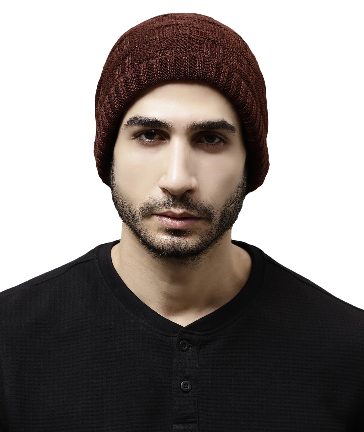 Weavers Villa Snow Proof Inside Fur Acro Wool Unisex Beanie Cap Knit Hat Thick Fleece Lined Winter Cap for Men & Women, Free Siz