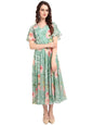 Rare Women'S Georgette A-Line Knee-Long Dress (Ep3153_B_Green_L)