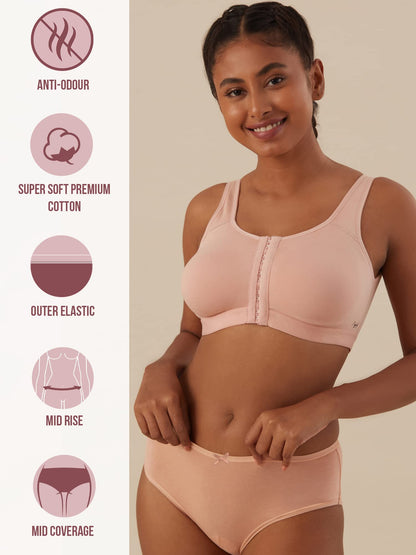 Nykd (Nyp033 All Nude Breathable Cotton Hipster Panty Set For Women (Pack Of 3) | Mid Rise, Medium Coverage With N Fresh Anti Ba