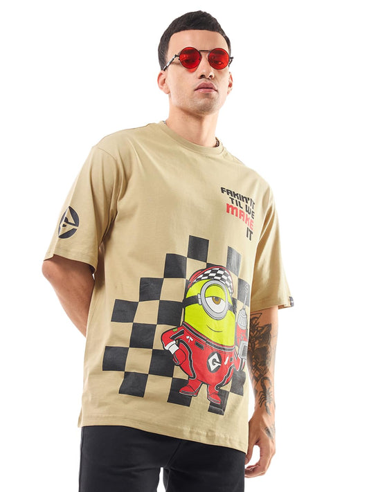 Bewakoof Official Minions Merchandise Minions Mens Graphic Printed Oversized Fit Half Sleeve Round Neck Cotton Jersey T-Shirt_6