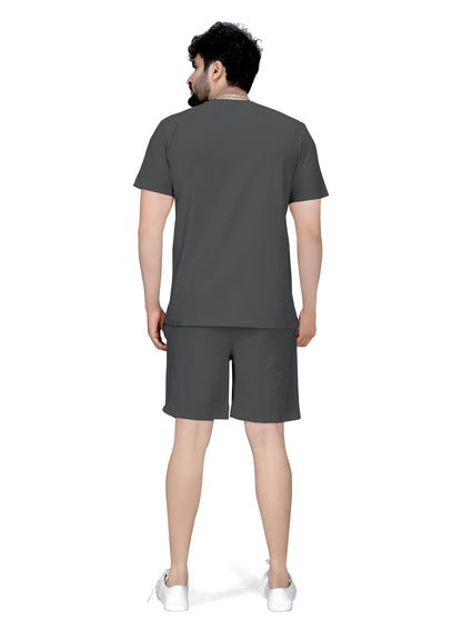 ELLITI Cotton Blend Casual Round Neck Half Sleeve Oversized Co-ord Set Mens, Pyjama Set, Sleepwear Loungewear T-Shirt and Short