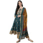 Anubhutee WomenS Cotton Teal Gota Patti Ethnic Motifs Printed Anarkali Kurta Suit Set With Trousers And Dupatta
