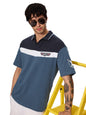The Souled Store Official Top Gun: 1986 Men and Boys Short Sleeves Collared Neck Blue Graphic Printed Regular Fit Cotton Blend P