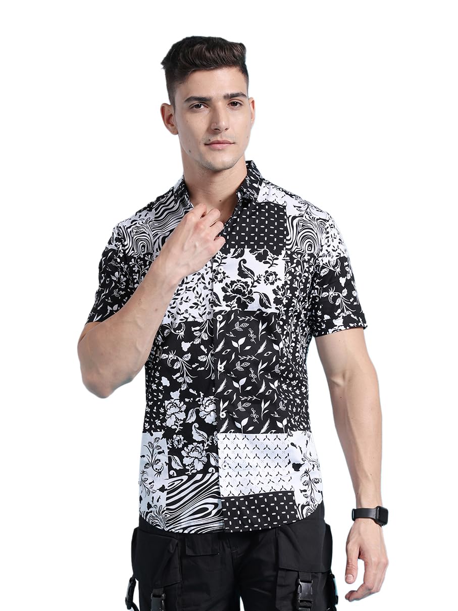 The Indian Garage Co Mens Slim Fit Shirt (1023-SHPPPR-02-01_Black