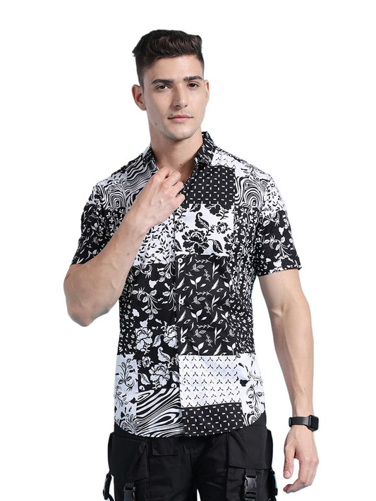 The Indian Garage Co Mens Slim Fit Shirt (1023-SHPPPR-02-01_Black