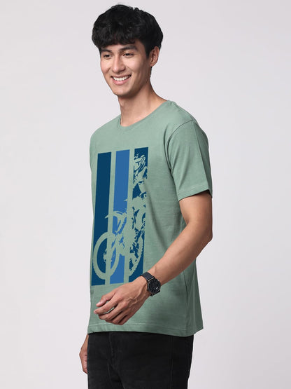 ADRO Men's Bike Rider Printed Cotton T-Shirt (RN23-M-BIK-PT_Pista)