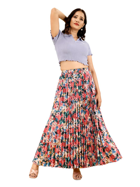 Kzully Crepe Western WomenS Skirts Blue-Rose
