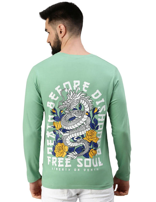 Veirdo Mens Cotton Full Sleeve Round Neck Teddy Graphic Printed T-Shirt