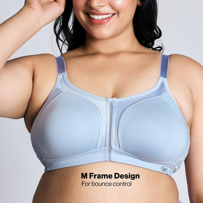Nykd By Nykaa WomenS Full Support M-Frame Heavy Bust Everyday Cotton Bra | Non-Padded | Wireless | Full Coverage| Bra, Nyb101, L