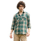 Campus Sutra Mens Emerald Green & Sand Beige Buffalo Check Utility Shirt for Casual Wear | Spread Collar | Long Cuffed Sleeves