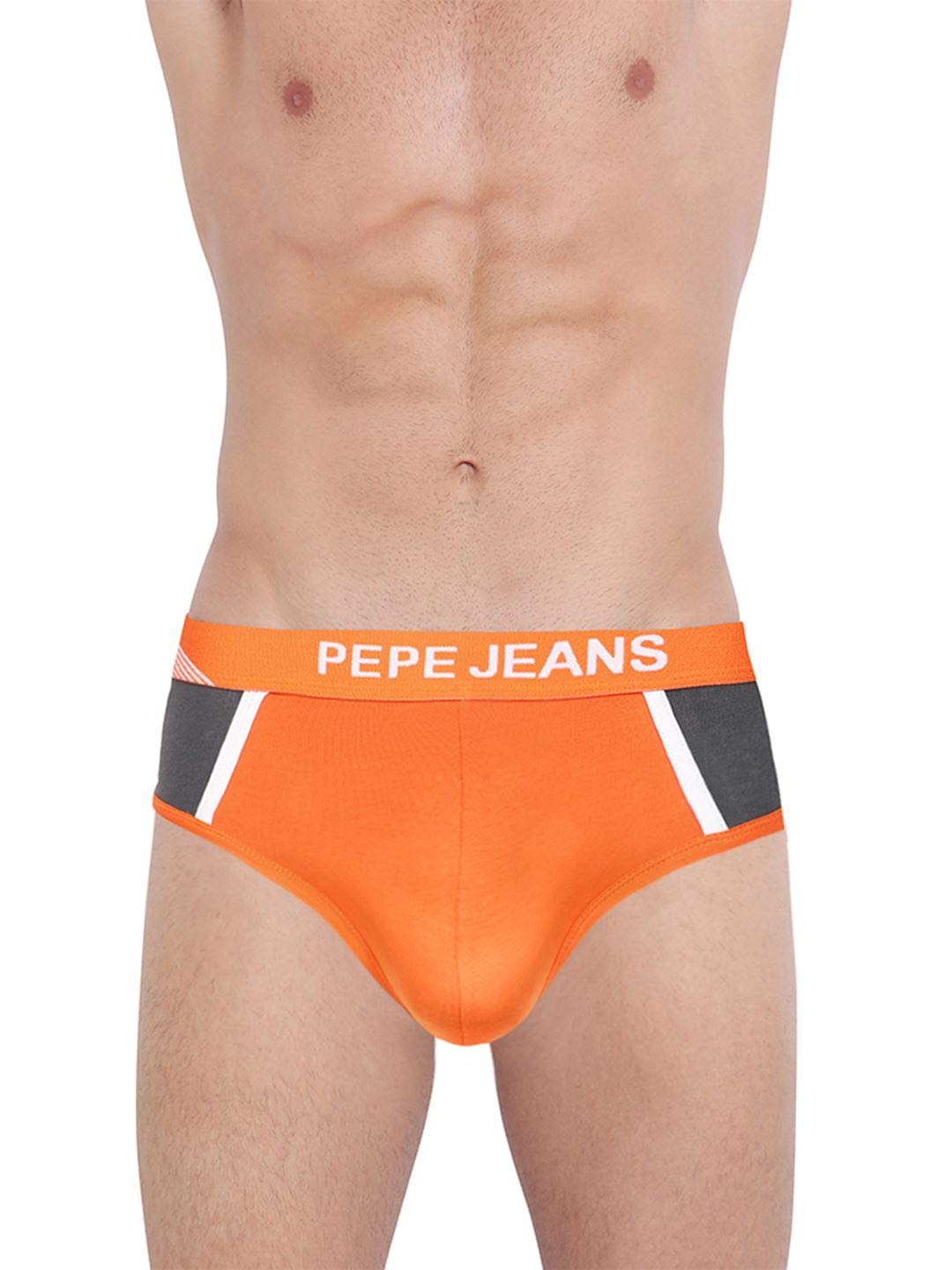 Pepe Jeans Innerwear MenS Cotton Brief (Pack Of 1) (Opb09-01_Neon Orange_Neon Orange_90-95_Neon Orange_95 Cm)
