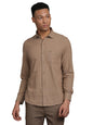 Turtle Men Brown Slim Fit Solid Handwoven Casual Shirt