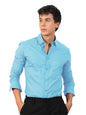 Pinkmint Mens Regular Fit Soft Cotton Blend Casual Combo Shirt with Pocket Design & Spread Collar Full Sleeves Formal Shirt Aqu