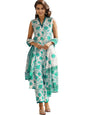 Shienzy WomenS Printed Cotton Blend Sleeveless V-Neck Kurta Pant Dupatta Set || Stylish Indo-Western Kurti For Wedding, Festive