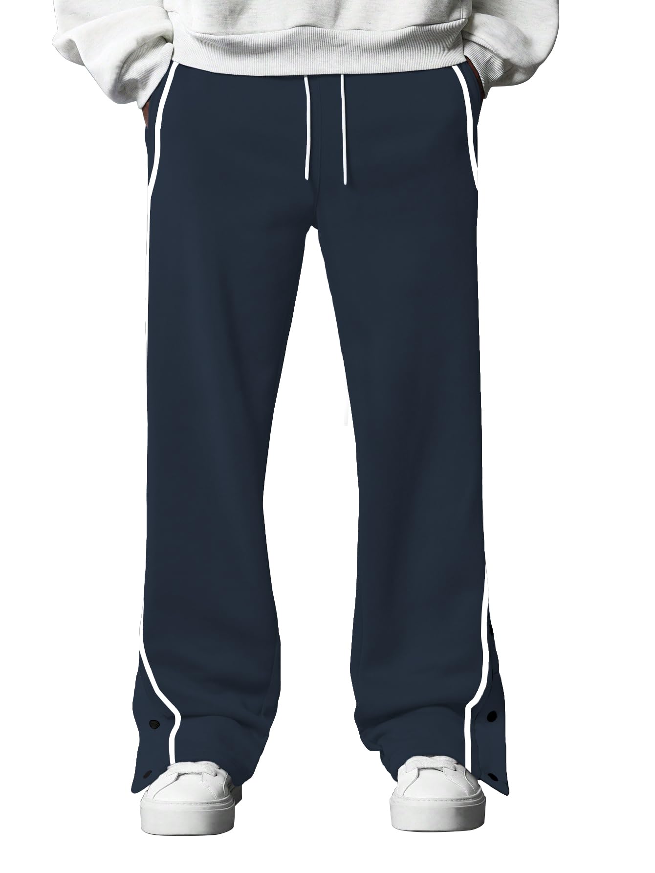 AVANOVA MansGrey Athletic Track Sweatpants Side Button Snap Closure Retro Sports Training Gym Running Workout Casual Street Sty