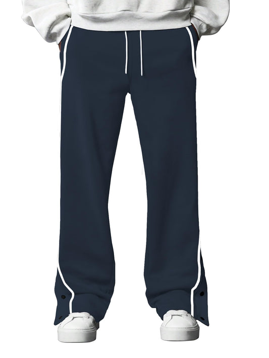 AVANOVA MansGrey Athletic Track Sweatpants Side Button Snap Closure Retro Sports Training Gym Running Workout Casual Street Sty