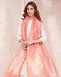 Fabindia Peach Cotton Silk Blend Woven Dupatta
