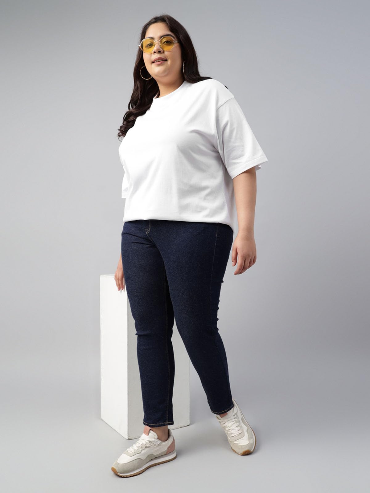 Juneberry 100% Pure Cotton Oversized Baggy Fit Drop Shoulder Solid Core Plus Size T-Shirt Combo For Women (Pack Of 2) (Po2_Jb_Ps