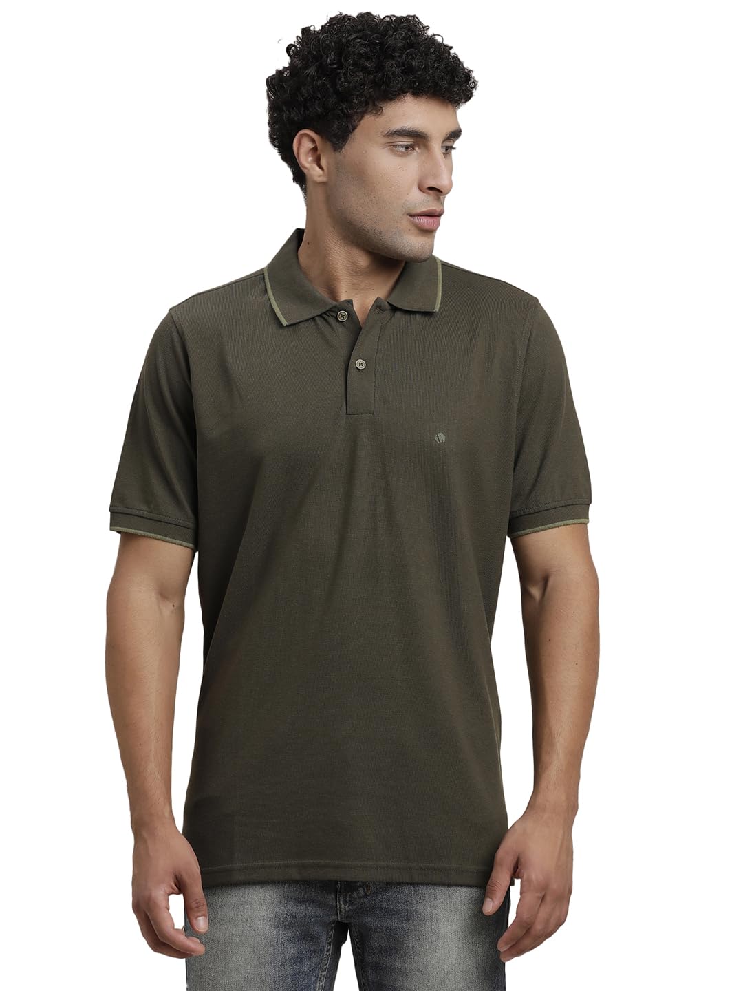 Turtle Men Poly Cotton Solid Olive Polo Tshirt