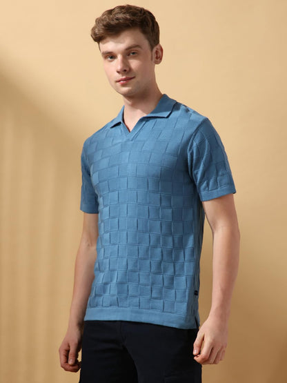 Dennis Lingo Men Steller Textured Half Sleeves Regular Fit T Shirts