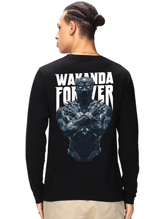 Bewakoof Official Marvel Merchandise Mens Graphic Printed Regular Fit Full Sleeve Round Neck Cotton Jersey T-Shirt 636675 Black