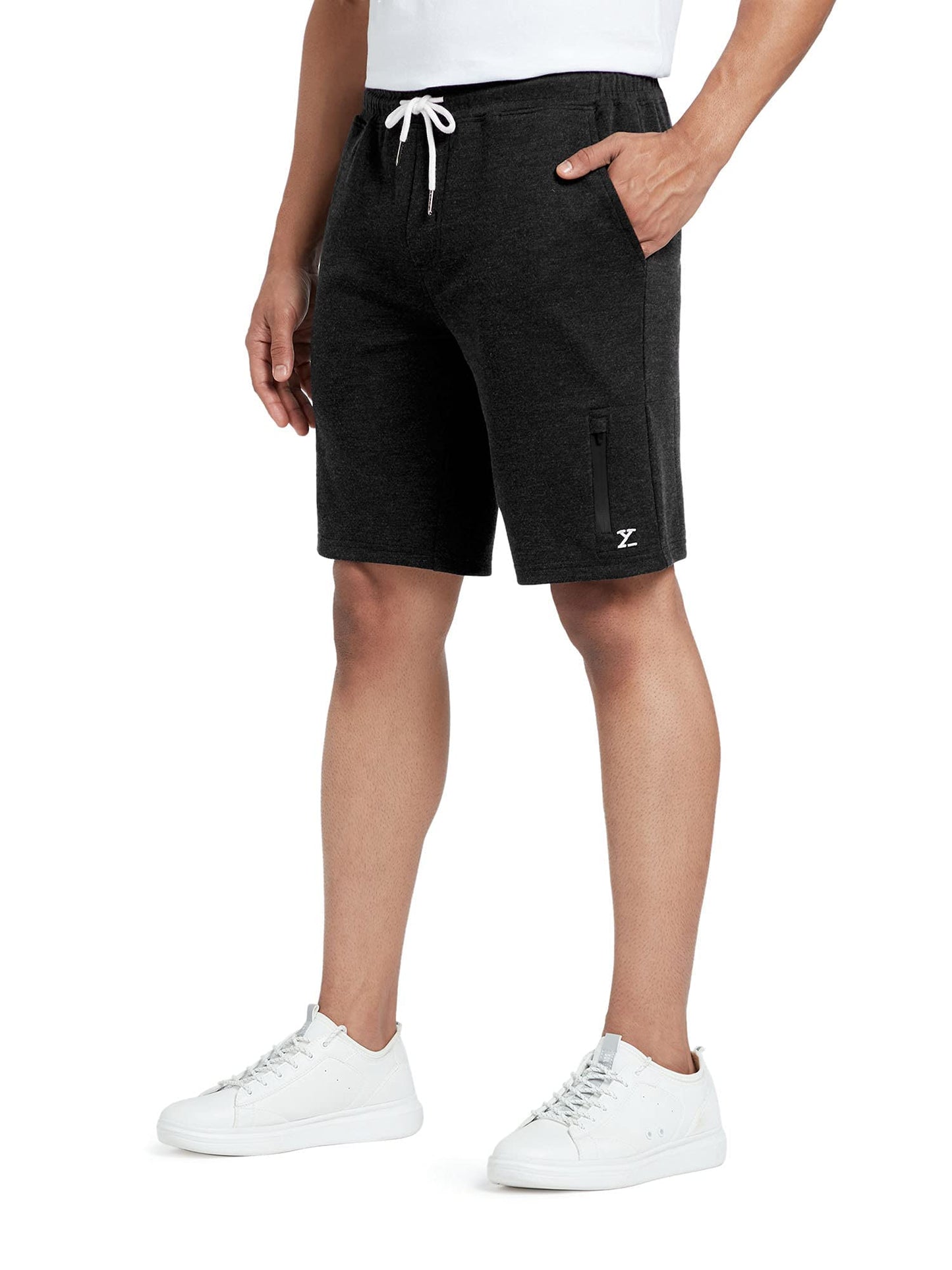 XYXX Athleisure Mens Cotton Melange Shorts | Ultra-Smooth Casual Everyday Wear | Tailored Relaxed Fit Solid Hype Shorts with Zi