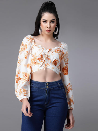 OOMPH! Crop Tops for Women, Orange - mt639