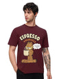 The Souled Store Official Garfield: Espresso Yourself Men and Boys Short Sleeve Round Neck Maroon Graphic Printed Regular Fit Co